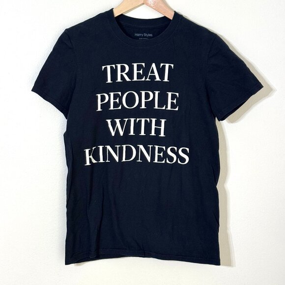 Harry Styles Treat People With Kindness Black T-Shirt Official 2017 Tour Merch - Picture 1 of 6